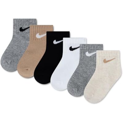 Nike Baby Swoosh 6Pk Ankle So Socken, Dk Grey Heather/Black, 12/24 Monate Nike Baby Swoosh 6Pk Ankle So Socken, Dk Grey Heather/Black, 12/24 Monate