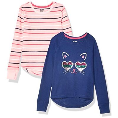 Amazon Mädchen Langärmeliges Strick-Thermo-T-Shirt, 2er-Pack, Blau Katze/Rosa Streifen, 11-12 Jahre Amazon Mädchen Langärmeliges Strick-Thermo-T-Shirt, 2er-Pack, Blau Katze/Rosa Streifen, 11-12 Jahre