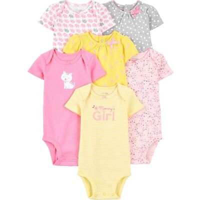 Simple Joys by Carter's Baby Mädchen 6-Pack Short-Sleeve Bodysuit Body, Rosa/Gelb, 0 Monate (6er Pack) Simple Joys by Carter's Baby Mädchen 6-Pack Short-Sleeve Bodysuit Body, Rosa/Gelb, 0 Monate (6er Pack)