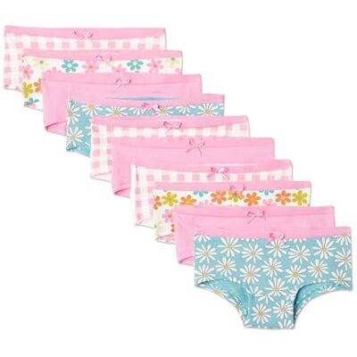 Amazon Mädchen Hipster-Unterhosen aus Baumwoll-Jersey, 10er Pack, Gingham/Blume/Pink, 10-11 Jahre Amazon Mädchen Hipster-Unterhosen aus Baumwoll-Jersey, 10er Pack, Gingham/Blume/Pink, 10-11 Jahre