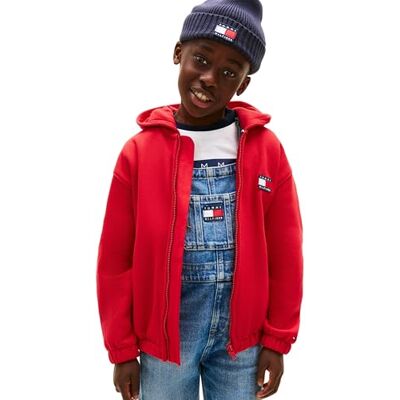 Tommy Hilfiger Kinder Unisex Hoodie mit Reißverschluss Heritage Flag Terry und Rückenlogo, Rot (Primary Red), 14 Jahre Tommy Hilfiger Kinder Unisex Hoodie mit Reißverschluss Heritage Flag Terry und Rückenlogo, Rot (Primary Red), 14 Jahre