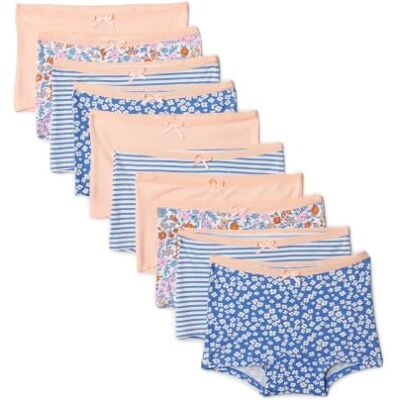 Amazon Mädchen Boxershort-Unterhosen aus Baumwoll-Jersey, 10er Pack, Pfirsich/Blume/Streifen, 10-11 Jahre Amazon Mädchen Boxershort-Unterhosen aus Baumwoll-Jersey, 10er Pack, Pfirsich/Blume/Streifen, 10-11 Jahre