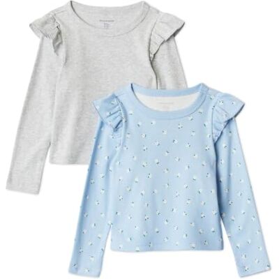 Amazon Mädchen Langarmshirt mit Rüschen, 2er-Pack, Hellgrau Meliert/Ditsy Floral, 9 Jahre Amazon Mädchen Langarmshirt mit Rüschen, 2er-Pack, Hellgrau Meliert/Ditsy Floral, 9 Jahre