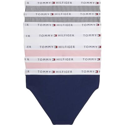 Tommy Hilfiger Mädchen 7er Pack Slips mit Logobund, Mehrfarbig (Bon Pink/Navy/Ithaca/White), 14-16 Jahre Tommy Hilfiger Mädchen 7er Pack Slips mit Logobund, Mehrfarbig (Bon Pink/Navy/Ithaca/White), 14-16 Jahre