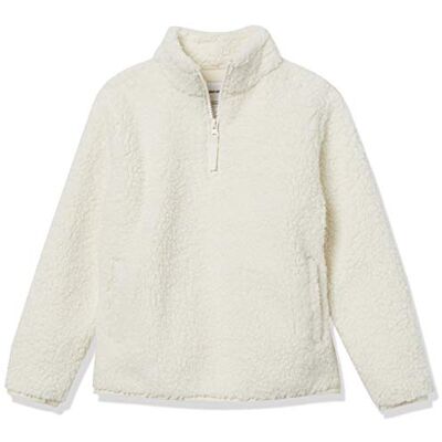 Amazon Mädchen Sherpa-Fleece-Jacke Viertelreißverschluss, Elfenbein, 9 Jahre Amazon Mädchen Sherpa-Fleece-Jacke Viertelreißverschluss, Elfenbein, 9 Jahre