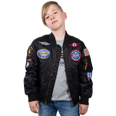 Alpha MA-1 Patch Bomberjacke für Kinder Black Alpha MA-1 Patch Bomberjacke für Kinder Black