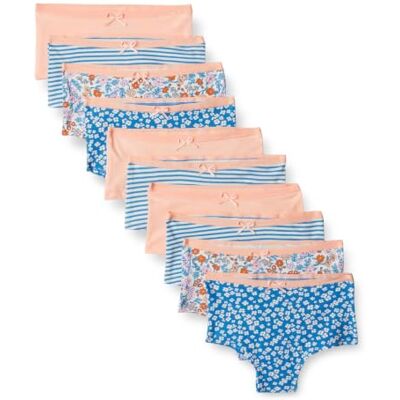 Amazon Mädchen Boyshort-Unterhosen aus Baumwoll-Jersey, 10er Pack, Pfirsich/Blume/Streifen, 10-11 Jahre Amazon Mädchen Boyshort-Unterhosen aus Baumwoll-Jersey, 10er Pack, Pfirsich/Blume/Streifen, 10-11 Jahre