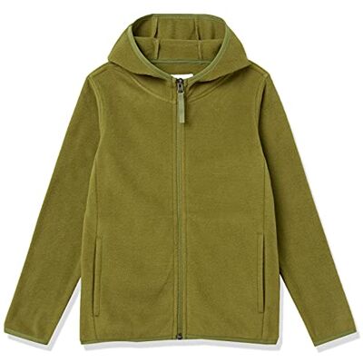 Amazon Jungen Polar-Fleecejacke mit durchgehendem Reißverschluss und Kapuze, Olivgrün, 11-12 Jahre Amazon Jungen Polar-Fleecejacke mit durchgehendem Reißverschluss und Kapuze, Olivgrün, 11-12 Jahre