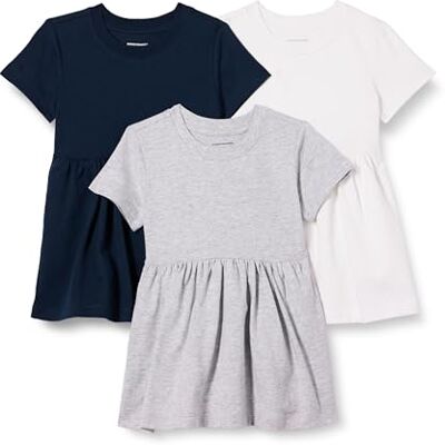 Amazon Mädchen Kurzärmeliges Jersey-Kleid, 3er-Pack, Hellgrau Meliert/Marineblau/Weiß, 8 Jahre Amazon Mädchen Kurzärmeliges Jersey-Kleid, 3er-Pack, Hellgrau Meliert/Marineblau/Weiß, 8 Jahre