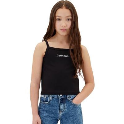 Calvin Mädchen Top Punto Strap Regular Fit, Schwarz (Ck Black), 14 Jahre Calvin Mädchen Top Punto Strap Regular Fit, Schwarz (Ck Black), 14 Jahre