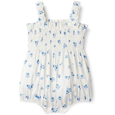 Amazon x Sofia Grainge Baby Mädchen Gewebter Kurzarm-Strampler, Elfenbeinblau mit Blumenmuster, Neugeborene Amazon x Sofia Grainge Baby Mädchen Gewebter Kurzarm-Strampler, Elfenbeinblau mit Blumenmuster, Neugeborene