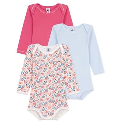 Petit Bateau Lot de bodies manches longues en coton imprimé fleuri bébé Petit Bateau Lot de bodies manches longues en coton imprimé fleuri bébé