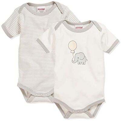 Playshoes Unisex Kleinkind Body Multipack Baby-Body, natur 1/4-Arm 2er Pack Elefant, 62-68 Playshoes Unisex Kleinkind Body Multipack Baby-Body, natur 1/4-Arm 2er Pack Elefant, 62-68