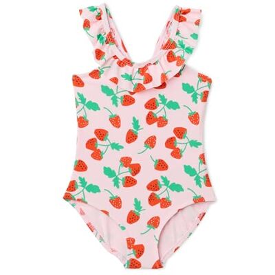 Amazon Mädchen Einteiliger Badeanzug mit Rüschenbesatz , Rosa Tomatenrot Erdbeeren, 11-12 Jahre Amazon Mädchen Einteiliger Badeanzug mit Rüschenbesatz , Rosa Tomatenrot Erdbeeren, 11-12 Jahre