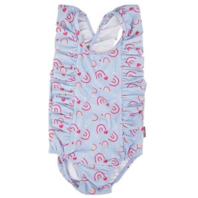 Sterntaler Badeanzug Volants – Baby- & Kinder-Badeanzug aus Bademodenstoff mit Elasthan, Regenbogen-Muster, Volants, Windeleinsatz, UV-Schutz 50+, hellblau, Größe 92 Sterntaler Badeanzug Volants – Baby- & Kinder-Badeanzug aus Bademodenstoff mit Elasthan, Regenbogen-Muster, Volants, Windeleinsatz, UV-Schutz 50+, hellblau, Größe 92