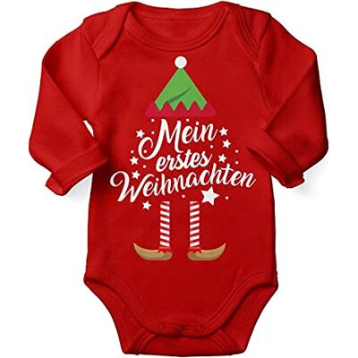miKalino Babybody mit Spruch für Jungen Mädchen Unisex Langarm Mein erstes Weihnachten (Weihnachts-Elf) handbedruckt in Deutschland Handmade with love, Farbe:rot, Grösse:68 miKalino Babybody mit Spruch für Jungen Mädchen Unisex Langarm Mein erstes Weihnachten (Weihnachts-Elf) handbedruckt in Deutschland Handmade with love, Farbe:rot, Grösse:68