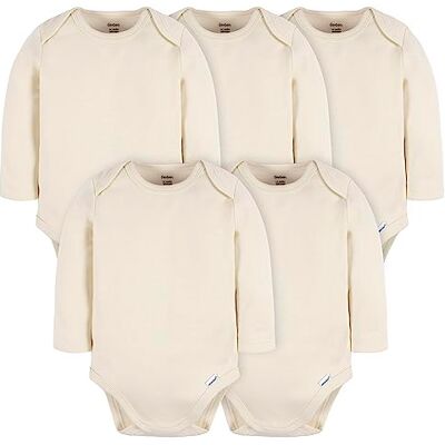 Gerber Baby Langarm-Strampler, Multipack, Interlock, 180 g/m², Natur, 0–3 Monate Gerber Baby Langarm-Strampler, Multipack, Interlock, 180 g/m², Natur, 0–3 Monate