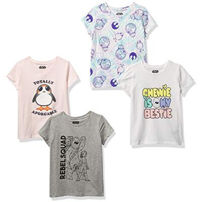 Amazon Disney Marvel Star Wars Frozen Princess Mädchen Kurzärmelige T-Shirts, 4er-Pack, Rosa/Grau/Star Wars Rebel, 9 Jahre Amazon Disney Marvel Star Wars Frozen Princess Mädchen Kurzärmelige T-Shirts, 4er-Pack, Rosa/Grau/Star Wars Rebel, 9 Jahre