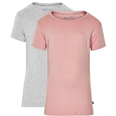 MINYMO Mädchen 2er Pack T-shirt für Mädchen T Shirt, Mehrfarbig (Rosa/Grau 568), 98 EU MINYMO Mädchen 2er Pack T-shirt für Mädchen T Shirt, Mehrfarbig (Rosa/Grau 568), 98 EU