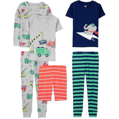 Simple Joys by Carter's Jungen 6-teiliges Schlafanzug-Set, eng anliegend, 3er-Pack, Grau Lkws/Grün Streifen/Marineblau Elefant/Orange Streifen, 4 Jahre Simple Joys by Carter's Jungen 6-teiliges Schlafanzug-Set, eng anliegend, 3er-Pack, Grau Lkws/Grün Streifen/Marineblau Elefant/Orange Streifen, 4 Jahre
