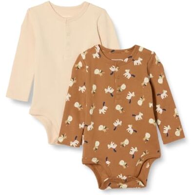 Amazon Unisex Babies' Henley Bodys mit langen Ärmeln, 2er-Pack, Blasser Pfirsich/Löwe und Pony, 0 Monate Amazon Unisex Babies' Henley Bodys mit langen Ärmeln, 2er-Pack, Blasser Pfirsich/Löwe und Pony, 0 Monate