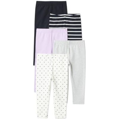 Amazon Mädchen Leggings, Schwarz/Lavendel/Punkt, 9-10 Jahre Amazon Mädchen Leggings, Schwarz/Lavendel/Punkt, 9-10 Jahre