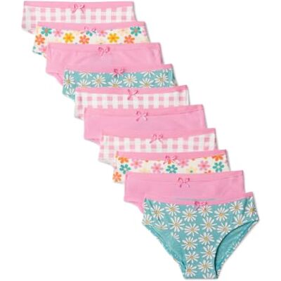 Amazon Mädchen Bikini-Unterhosen aus Baumwoll-Jersey, 10er Pack, Gingham/Blume/Pink, 10-11 Jahre Amazon Mädchen Bikini-Unterhosen aus Baumwoll-Jersey, 10er Pack, Gingham/Blume/Pink, 10-11 Jahre