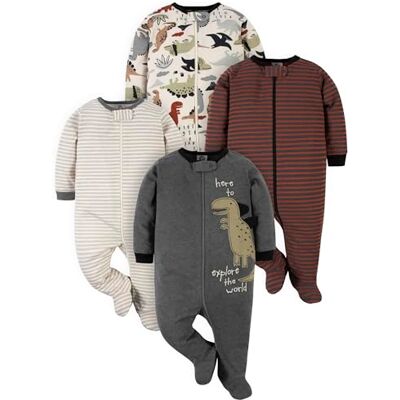 Gerber Baby Jungen 4er-Pack Sleep'N Play Strampler und Kleinkind-Schlafanzüge, Red Dino, Neugeboren Gerber Baby Jungen 4er-Pack Sleep'N Play Strampler und Kleinkind-Schlafanzüge, Red Dino, Neugeboren