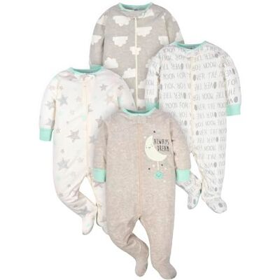 Gerber Unisex-Strampler „Elefanten“ mit krempelbaren Ärmelbündchen für Jungen oder Mädchen, 4er-Pack Gerber Unisex-Strampler „Elefanten“ mit krempelbaren Ärmelbündchen für Jungen oder Mädchen, 4er-Pack