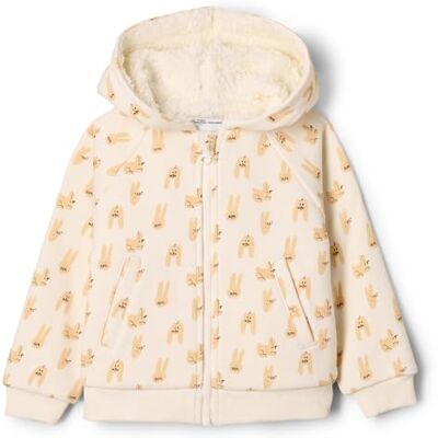 Amazon x Sofia Grainge Baby Mädchen Kapuzenpullover mit Reißverschluss, Elfenbein Taupe Häschen, 12 Monate Amazon x Sofia Grainge Baby Mädchen Kapuzenpullover mit Reißverschluss, Elfenbein Taupe Häschen, 12 Monate