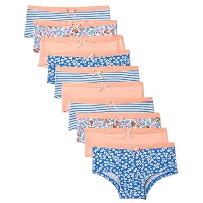Amazon Mädchen Hipster-Unterhosen aus Baumwoll-Jersey, 10er Pack, Pfirsich/Blume/Streifen, 10-11 Jahre Amazon Mädchen Hipster-Unterhosen aus Baumwoll-Jersey, 10er Pack, Pfirsich/Blume/Streifen, 10-11 Jahre