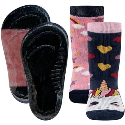 EWERS 2er Pack Einhorn Stoppersocken SoftStep, Socken mit Antirutschsohle für Mädchen, Anti-Rutsch-Socken mit Gummisohle, 2 Paar rutschfeste Kindersocken, Größe 23-24 EWERS 2er Pack Einhorn Stoppersocken SoftStep, Socken mit Antirutschsohle für Mädchen, Anti-Rutsch-Socken mit Gummisohle, 2 Paar rutschfeste Kindersocken, Größe 23-24