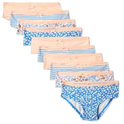 Amazon Mädchen Bikini-Unterhosen aus Baumwoll-Jersey, 10er Pack, Pfirsich/Blume/Streifen, 10-11 Jahre Amazon Mädchen Bikini-Unterhosen aus Baumwoll-Jersey, 10er Pack, Pfirsich/Blume/Streifen, 10-11 Jahre