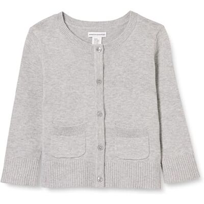 Amazon Mädchen Schmal geschnittener Cardigan-Pullover mit Rundhalsausschnitt, Hellgrau Meliert, 4 Jahre Amazon Mädchen Schmal geschnittener Cardigan-Pullover mit Rundhalsausschnitt, Hellgrau Meliert, 4 Jahre