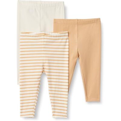 Amazon x Sofia Grainge Unisex Kinder Leggings, 3er Pack, Elfenbein/Helles Kamelbraun/Streifen, 4 Jahre Amazon x Sofia Grainge Unisex Kinder Leggings, 3er Pack, Elfenbein/Helles Kamelbraun/Streifen, 4 Jahre