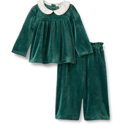 Amazon x Sofia Grainge Baby Mädchen Relaxed-Fit Cord-Velours-Set, Dunkelgrün, 18 Monate Amazon x Sofia Grainge Baby Mädchen Relaxed-Fit Cord-Velours-Set, Dunkelgrün, 18 Monate