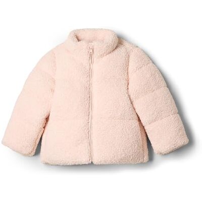 Amazon x Sofia Grainge Unisex Kinder Lange Teddy-Steppjacke, Hellrosa, 4 Jahre Amazon x Sofia Grainge Unisex Kinder Lange Teddy-Steppjacke, Hellrosa, 4 Jahre