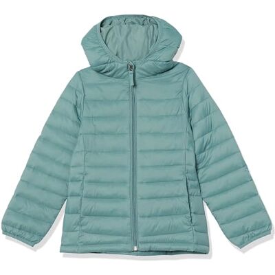 Amazon Mädchen Leichte wasserabweisende verstaubare Winterjacke mit Kapuzen, Grün, 8 Jahre Amazon Mädchen Leichte wasserabweisende verstaubare Winterjacke mit Kapuzen, Grün, 8 Jahre