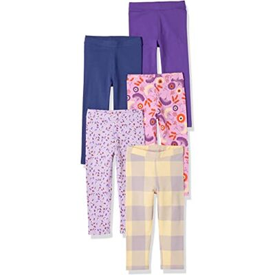 Amazon Mädchen Leggings, 5er-Pack, Dunkelblau/Gelb Karomuster/Hellviolett Folk Floral/Lila Tulpe/Purpur, 2 Jahre Amazon Mädchen Leggings, 5er-Pack, Dunkelblau/Gelb Karomuster/Hellviolett Folk Floral/Lila Tulpe/Purpur, 2 Jahre