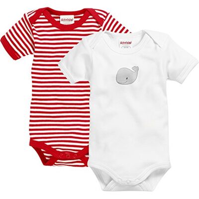 Playshoes Unisex Kleinkind Body Multipack Baby-Body, rot/weiß 1/4-Arm 2er Pack Wal, 50-56 Playshoes Unisex Kleinkind Body Multipack Baby-Body, rot/weiß 1/4-Arm 2er Pack Wal, 50-56