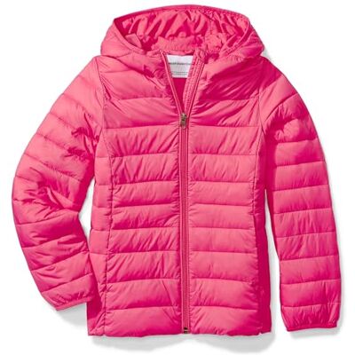 Amazon Mädchen Leichte wasserabweisende verstaubare Winterjacke mit Kapuzen, Dunkelrosa, 8 Jahre Amazon Mädchen Leichte wasserabweisende verstaubare Winterjacke mit Kapuzen, Dunkelrosa, 8 Jahre