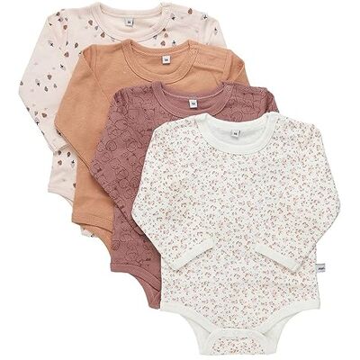 PIPPI Unisex Baby Body LS AO-printed (4-pack) Formender Body, Brown, 68 PIPPI Unisex Baby Body LS AO-printed (4-pack) Formender Body, Brown, 68