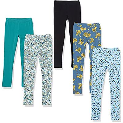 Amazon Mädchen Leggings, 5er-Pack, Blau Blattmuster/Indigo Große Katzen/Schwarz/Türkisgrün/Weiß Floral, 4 Jahre Amazon Mädchen Leggings, 5er-Pack, Blau Blattmuster/Indigo Große Katzen/Schwarz/Türkisgrün/Weiß Floral, 4 Jahre