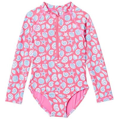 Amazon Mädchen Langärmliger Rashguard-Badeanzug mit Reißverschluss , Intensive Rosa Muscheln, 2 Jahre Amazon Mädchen Langärmliger Rashguard-Badeanzug mit Reißverschluss , Intensive Rosa Muscheln, 2 Jahre