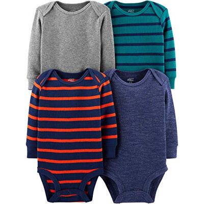 Simple Joys by Carter's Unisex Baby Long-Sleeve Thermal Bodysuits, Pack of 4 Body, Blau Heide/Grau Meliert/Streifen, Frühchen (4er Pack) Simple Joys by Carter's Unisex Baby Long-Sleeve Thermal Bodysuits, Pack of 4 Body, Blau Heide/Grau Meliert/Streifen, Frühchen (4er Pack)