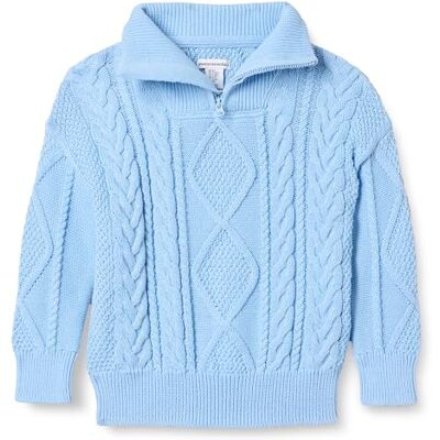 Amazon Jungen Zopfstrickpullover mit Viertel-Reißverschluss und lockerer Passform, Puderblau, 4 Jahre Amazon Jungen Zopfstrickpullover mit Viertel-Reißverschluss und lockerer Passform, Puderblau, 4 Jahre