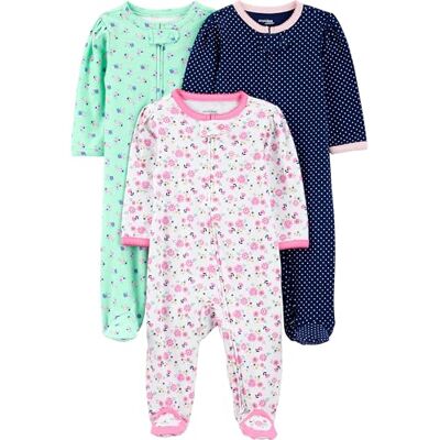 Simple Joys by Carter's Baby Mädchen 3-Pack Sleep and Play Schlafanzug, Marineblau Punkte/Minzgrün Floral/Weiß Blumen, Frühchen (3er Pack) Simple Joys by Carter's Baby Mädchen 3-Pack Sleep and Play Schlafanzug, Marineblau Punkte/Minzgrün Floral/Weiß Blumen, Frühchen (3er Pack)