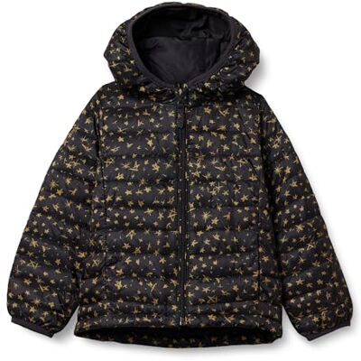 Amazon Mädchen Leichte wasserabweisende verstaubare Winterjacke mit Kapuzen, Schwarz Sterne, 8 Jahre Amazon Mädchen Leichte wasserabweisende verstaubare Winterjacke mit Kapuzen, Schwarz Sterne, 8 Jahre