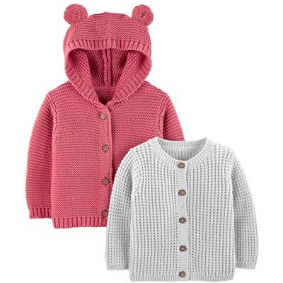 Simple Joys by Carter's Unisex Baby 2-Pack Neutral Knit Cardigan Sweaters Strickjacke, Grau/Rot, 12 Monate (2er Pack) Simple Joys by Carter's Unisex Baby 2-Pack Neutral Knit Cardigan Sweaters Strickjacke, Grau/Rot, 12 Monate (2er Pack)