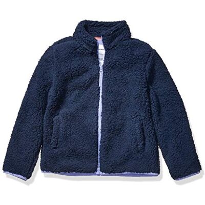 Amazon Mädchen Sherpa-Fleecejacke mit durchgehendem Reißverschluss, Verwaschenes Marineblau, 4 Jahre Amazon Mädchen Sherpa-Fleecejacke mit durchgehendem Reißverschluss, Verwaschenes Marineblau, 4 Jahre